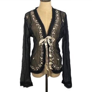 Women's Black and Gold  Sheer Top